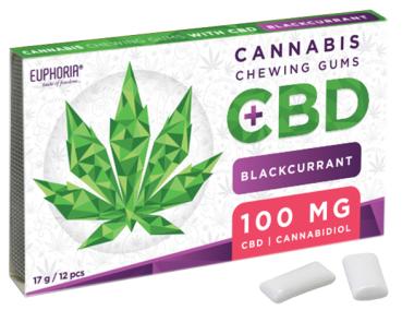 Euphoria Kaugummi 12 Stück 17g mit CBD 100mg - Schwarze Johannisbeere