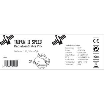 Taifun II Speed Radialventilator Pro 100mm 157/264m³/h