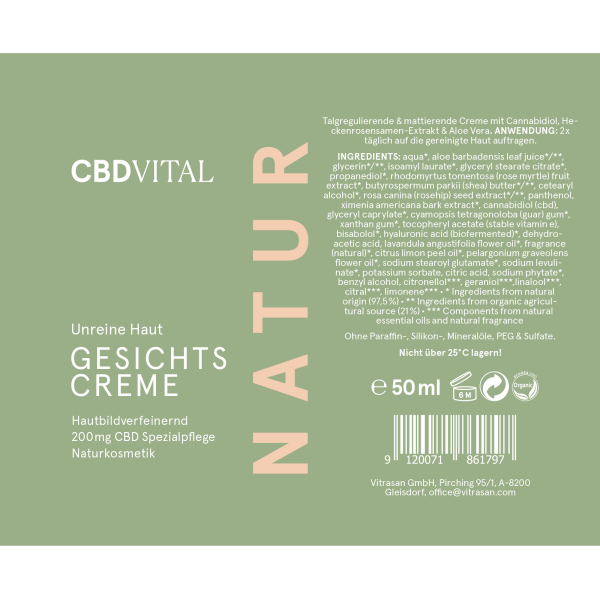 CBD-Vital CBD Gesichtscreme Unreine Haut